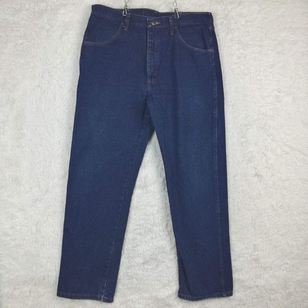 Vintage Rustler Mens Jeans Straight Leg Denim Indigo Wash Heavy Workwear 36x30